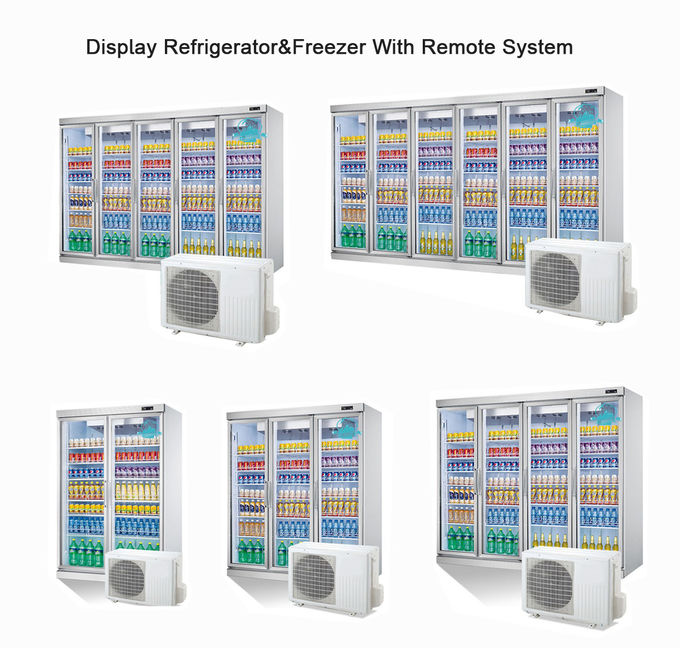 판매점 냉장 설비 원격 냉각 시스템 6 유리문 청량음료 냉동고 0