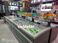 슈퍼마켓 냉각 장비 냉동 식품 유리제 문 가슴 섬 냉장고 냉장고
