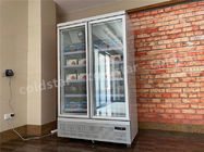 두배 유리문과 큰 능력 수직 진열 상자 냉장고