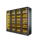 음료 맥주는 4개의 바퀴를 가진 4개의 문 냉각기 상업적인 전시 냉장고를 녹입니다