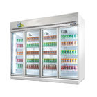 디지털 방식으로 온도 조절기를 가진 상업적인 4개의 유리제 문 음료 전시 냉장고
