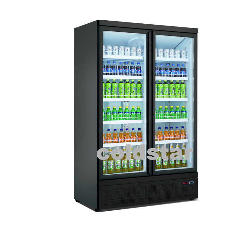 슈퍼마켓 2 유리문 음료 냉각기 장비 바닥은 수직 디스플레이 냉동고를 탑재합니다