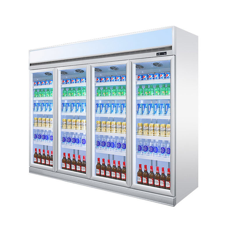 상업적 4 문은 주류및음료 디스플레이 냉동기 유리문 냉각기를 직립시킵니다